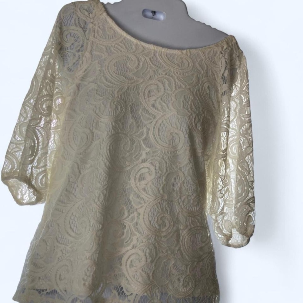 Adrianna Papell Elegant Lace Women Top Cream S